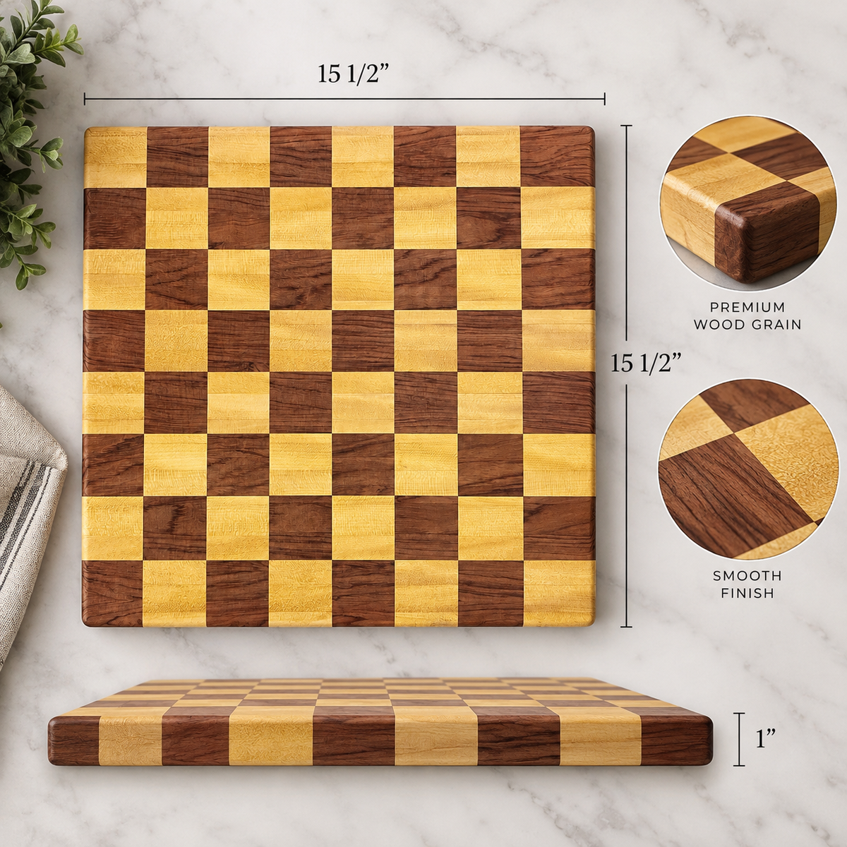 BUBINGA MIX CHECKERED SERVING AND CUTTING BOARD