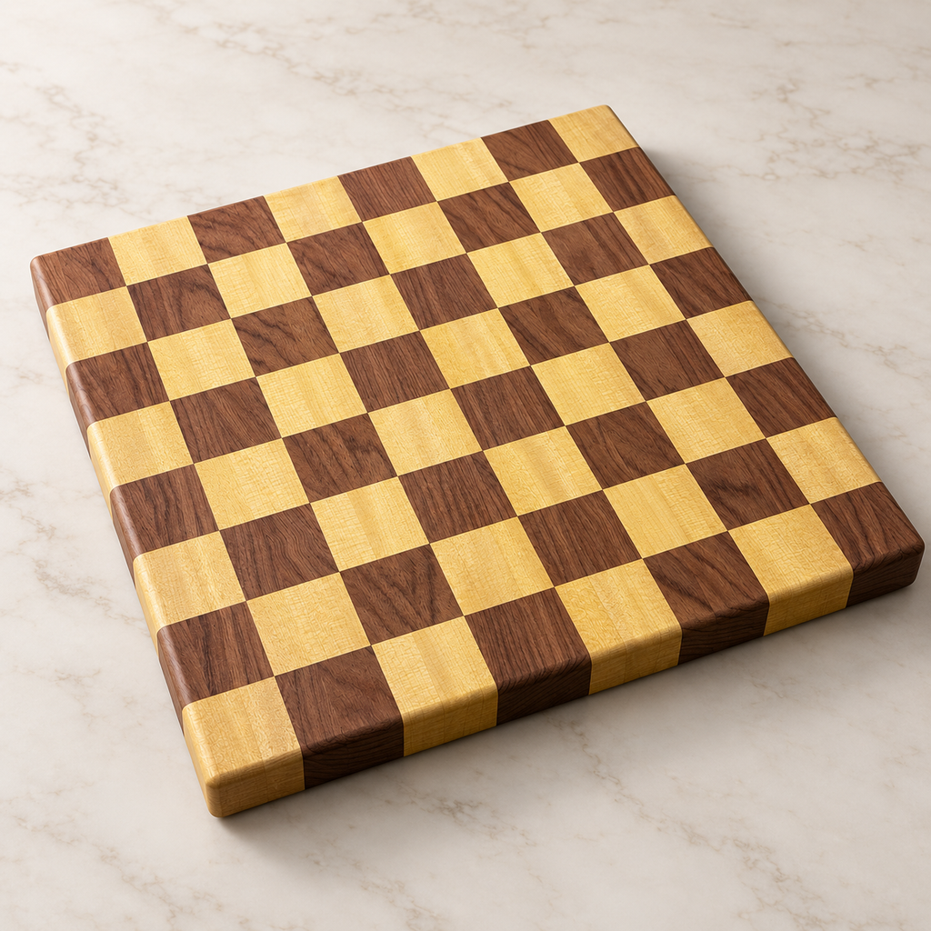 BUBINGA MIX CHECKERED SERVING AND CUTTING BOARD