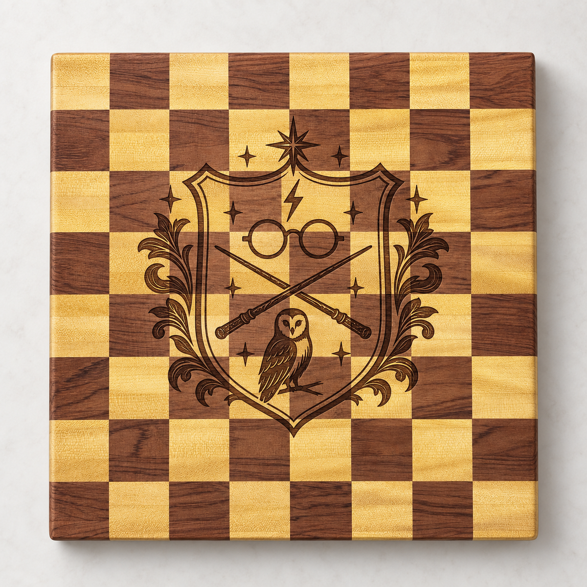 BUBINGA MIX CHECKERED SERVING AND CUTTING BOARD