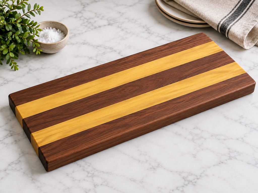 Bubinga Mix Charcuterie, Serving & Cutting Board, 24 × 10 in