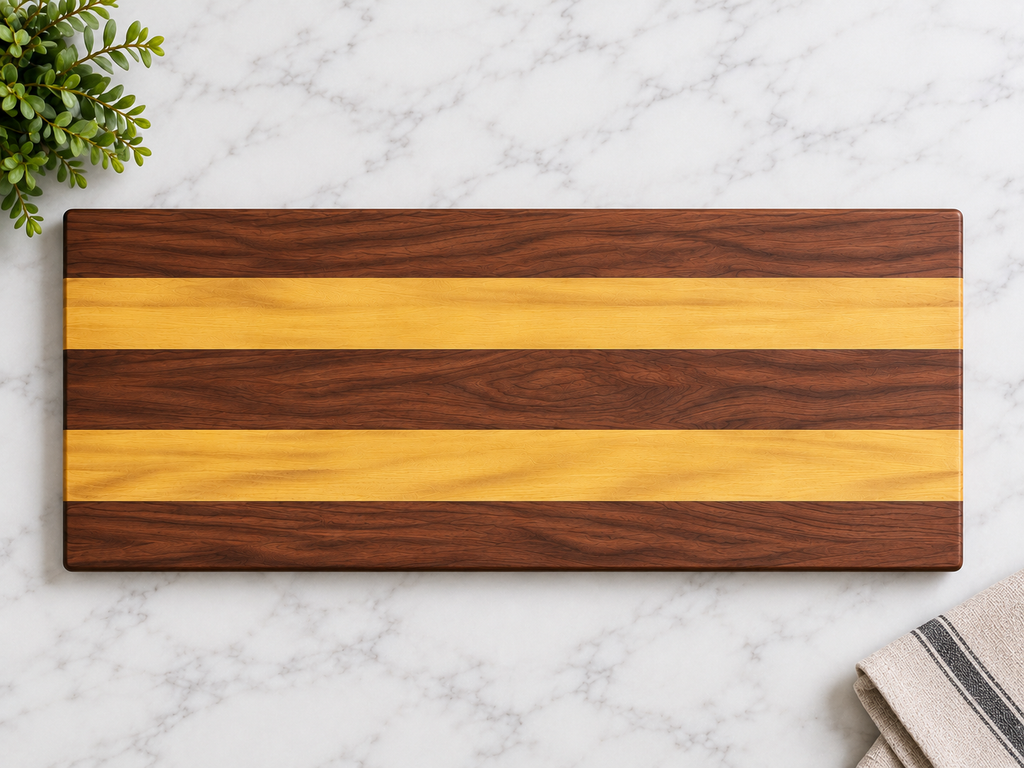 Bubinga Mix Charcuterie, Serving & Cutting Board, 24 × 10 in