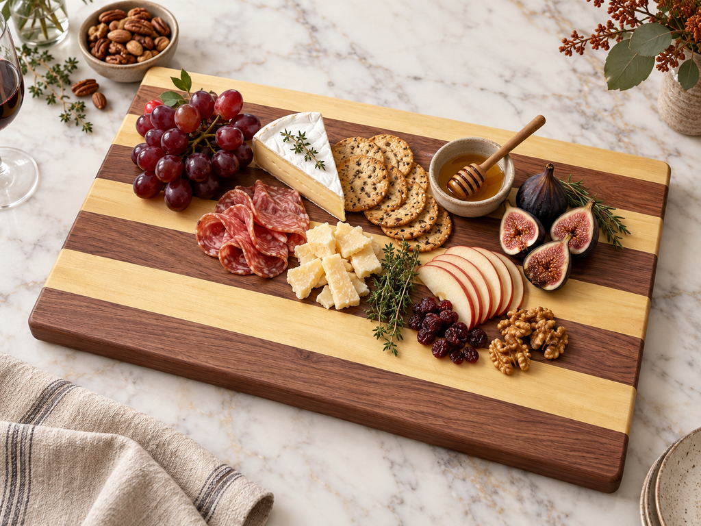 BUBINGA MIX SERVING AND CUTTING BOARD - 24" x 16"