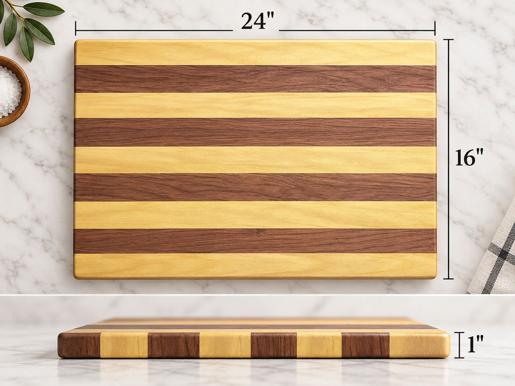 BUBINGA MIX SERVING AND CUTTING BOARD - 24" x 16"