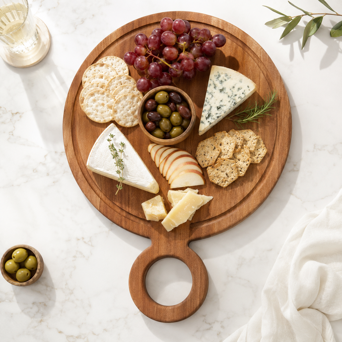 ROUND SERVING BOARD WITH HANDLE