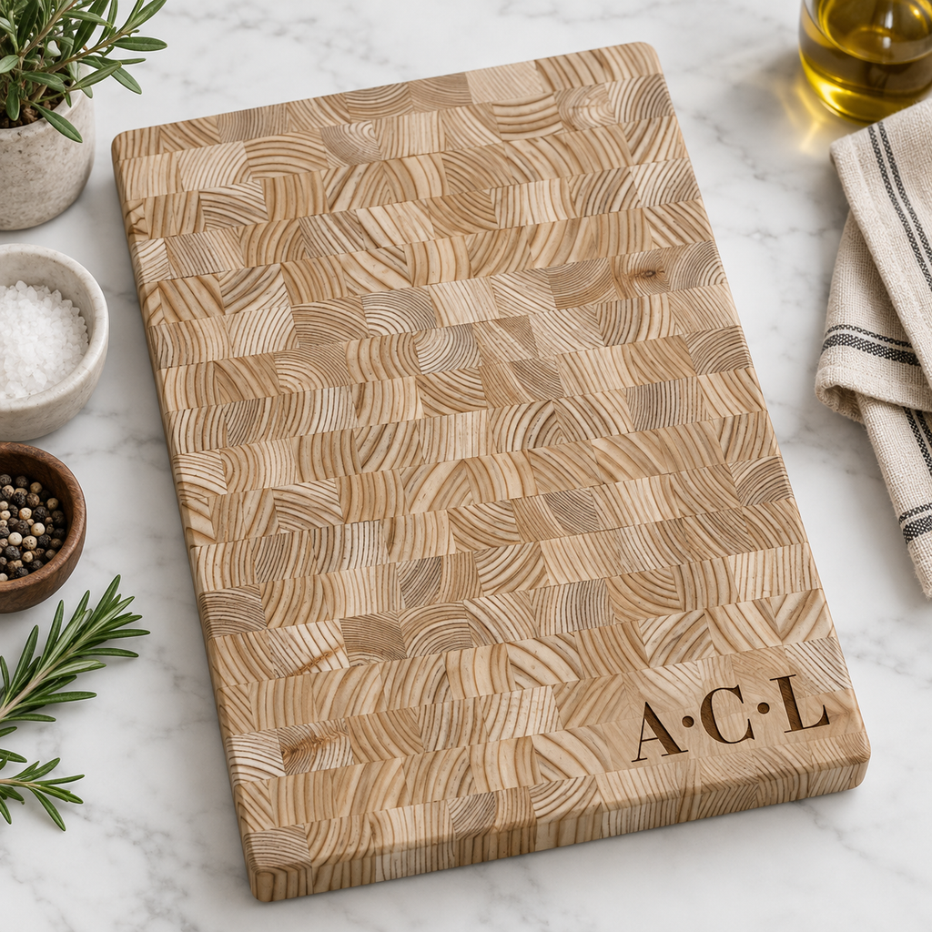 LARCHWOOD END GRAIN CUTTING AND SERVING BOARD
