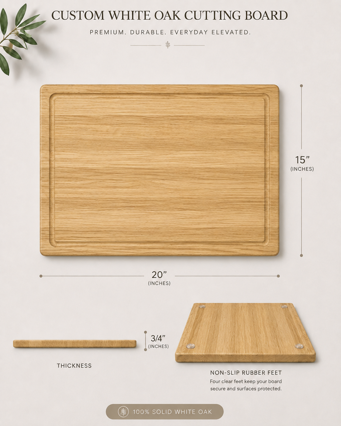 WHITE OAK CUTTING BOARD