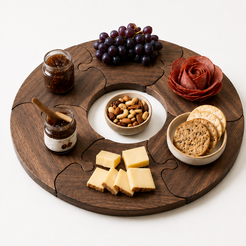 PUZZLE CHARCUTERIE & WINE BOARD – 6-PIECE SET