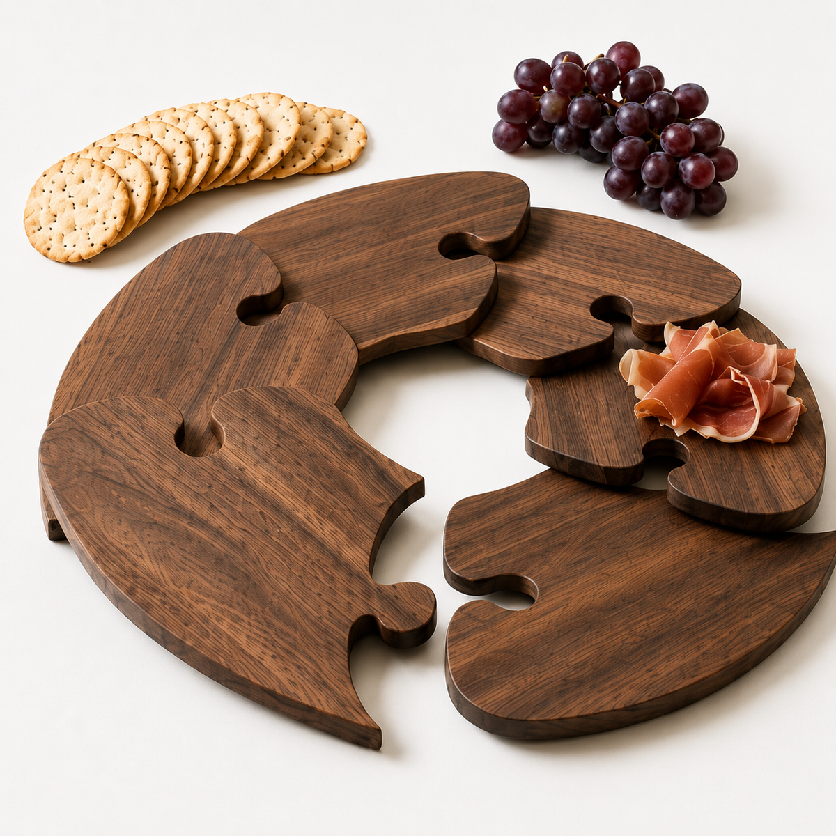 PUZZLE CHARCUTERIE & WINE BOARD – 6-PIECE SET
